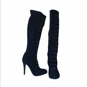 Designer Suede Knee High Boots Made in Italy